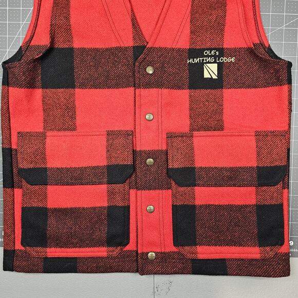LL Bean Mackinaw Wool Vest Small Buffalo Plaid Hunting Outdoors Retro Grandpa - Picture 2 of 10